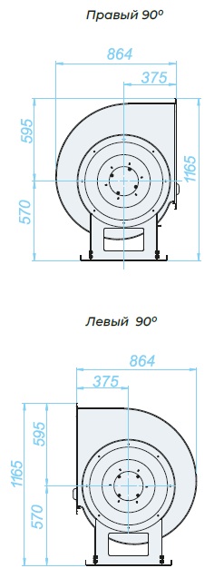 Аэродинамические характеристики, габаритно-присоединительные размеры — Вентилятор радиальный SVR 5,6 DU